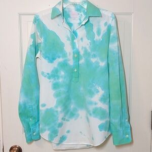 Ann Mashburn splotch dyed cotton popover top, size S